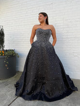 Black Sweetheart Long Prom Dresses With Beads Satin Evening Dresses SKL002|Selinadress