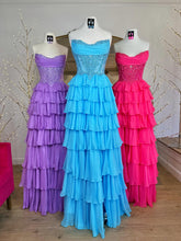 Multi-layered Lilac A-line Sweetheat Long Prom Dresses With Lace Evening Dresses SKL004|Selinadress