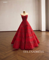 Glamorous Red Sequined Evening Gown with Sweetheart Neckline Quincess Dresses 251017|Selinadress