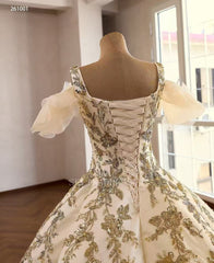 Champagne Ball Gown Luxury Prom Dress With Applique Quincess Evening Gowns 261001|Selinadress