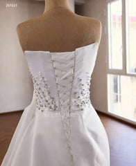 Luxury White Mermaid Satin Wedding Dress With Strapless & Rhinestone Bridal Gowns 2511021|Selinadress