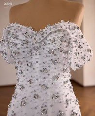 Luxury White Mermaid Off-the-shoulder Wedding Dress With Rhinestone Bridal Gowns 2511043|Selinadress