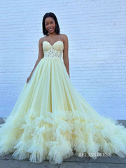 A-Line Red Sweetheart Corset Ruffle Prom Dress lpk567|Selinadress