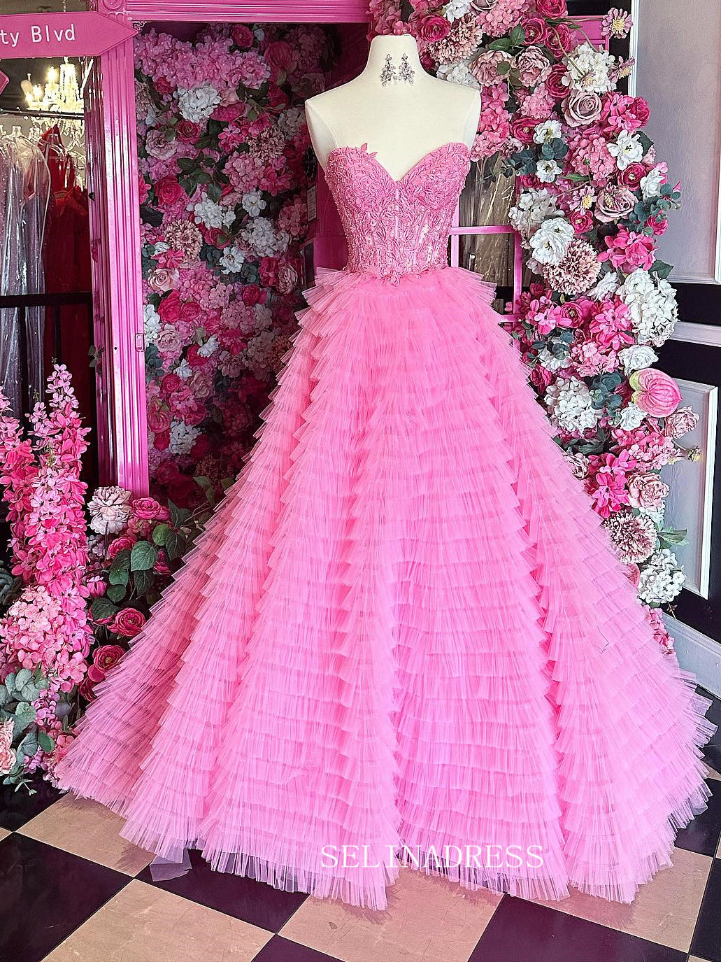 A-line Sweetheart Yellow Lace Ruffles Cheap Prom Dresses lpk903|Selinadress