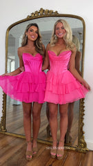 Sweetheart Tiered Ruffle Homecoming Dress with Lace Corset Bodice #SEA250|Selinadress