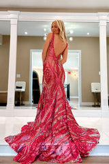 Charming Mermaid V neck Sparkly Sequins Blue Long Prom Dress lpk551|Selinadress