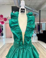 Chic A-line Flouncing Halter Unique Sage Long Prom Dress Multi-layered Evening Gowns LPK201|Selinadress