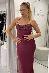 Spaghetti Straps Sequin Maxi Prom Dress with Lace-up Back lck004