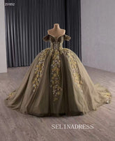Luxury Off-the-shoulder Ball Gown Floral Beaded Long Prom Dress Quincess Dress 251052|Selinadress