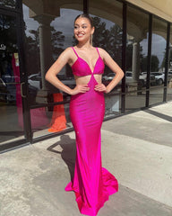 Mermaid Spaghetti Straps Magenta Sparkly Long Prom Dress lpk805|Selinadress