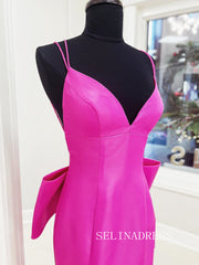 Mermaid Spaghetti Straps Satin Long Prom Dresses Cheap Evening Formal Dress lpk513|Selinadress