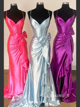 Mermaid Spaghetti Straps Satin Prom Dress With Bow lpk591|Selinadress