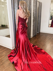 One Shoulder Fuchsia Ruched Long Prom Dress with 3D Flowers With Slit lpk576|Selinadress