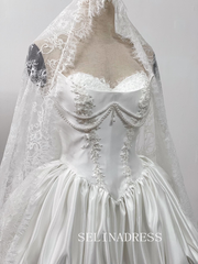 Bubble Skirt Wedding Dress Mini Wedding Dress Bridal Dress with Short Lace Veil # PHJ002
