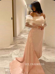 Pink Strapless Long Evening Dress Elegant Formal Dresses REN011|Selinadress