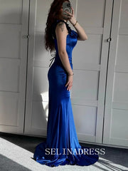 Royal Blue Mermaid Long Prom Dress Cheap Evening Dresses REN025|Selinadress