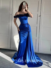Royal Blue Mermaid Long Prom Dress Cheap Evening Dresses REN025|Selinadress