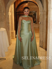 Sheath/Column Green Long Prom Dress Elegant Evening Dresses REN017|Selinadress