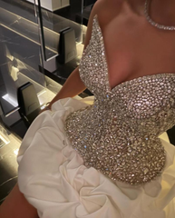 Strapless V neck Short Prom Dress Homecoming Dress With Rhinestone #TKL679
