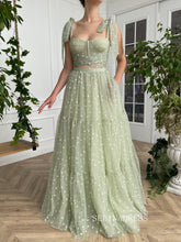 A-line Foor Length Green Ruffle Gown Long Prom Dress With Side pockets TUN010|Selinadress