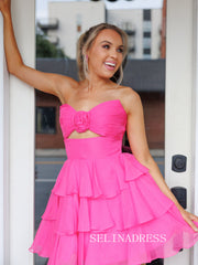 A-line Chiffon Sweetheart Short Prom Dress Homecoming Dress #SEA244|Selinadress
