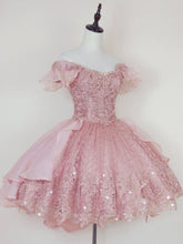 A-line Off-the-shoulder Pink Short Prom Dress Beaded Princess Dress Homecoming Dress kts084|Selinadress