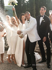 A-line Off-the-shoulder Satin Wedding Dresses Cheap Bridal Gown SEA058|Selinadress