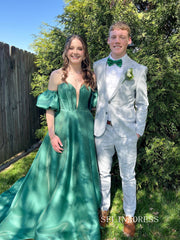 A-line Satin Gorgeous Long Prom Dress Evening Dress With Slit SEW1160|Selinadress