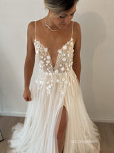 A-line Spaghetti Straps Country Wedding Dresses Applique Bridal Gown SEA062|Selinadress