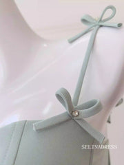 A-line Spaghetti Straps Cute Green Short Prom Dress Elegant Homecoming Dresses #ANN007|Selinadress