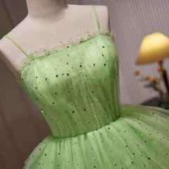 A-line Spaghetti Straps Sage Homecoming Dress Shiny Short Graduation Dress KTS011|Selinadress