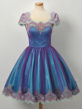 A-line Square Blue Short Prom Dress Lace Vintage Homecoming Dress kts085|Selinadress