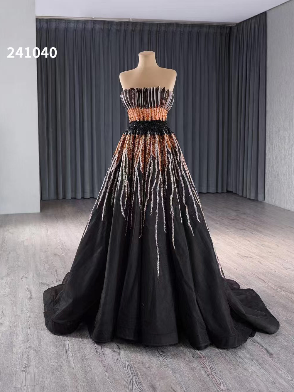 A-line Strapless Black Luxury Prom Dress Beaded Quincess Evening Gowns SELINADRESS A-line Strapless Black Luxury Prom Dress Beaded Quincess Evening Gowns SELINADRESS