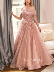 A-line Strapless Blue Long Prom Dress With Appliques Evening Dress ann319