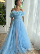 A-line Strapless Gorgeous Prom Dress Light Sky Blue Long Evening Dresses SEA033|Selinadress