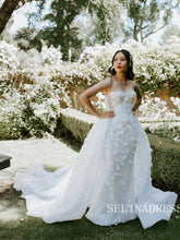 A-line Strapless Lace Flower Wedding Dresses Gorgeous White Bridal Gown EVW002|Selinadress