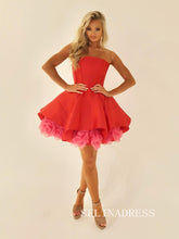 A-line Strapless Red Short Prom Dress Homecoming Dress #SEA242|Selinadress