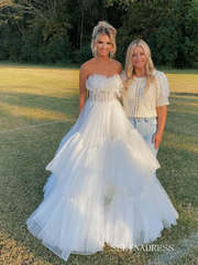 A-line Strapless Tiered Long Prom Dress Evening Dress SEW1137|Selinadress