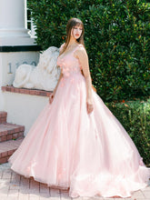 A-line Straps Pink Floral Tulle Long Prom Dress Cheap Formal Dress SQW032|Selinadress