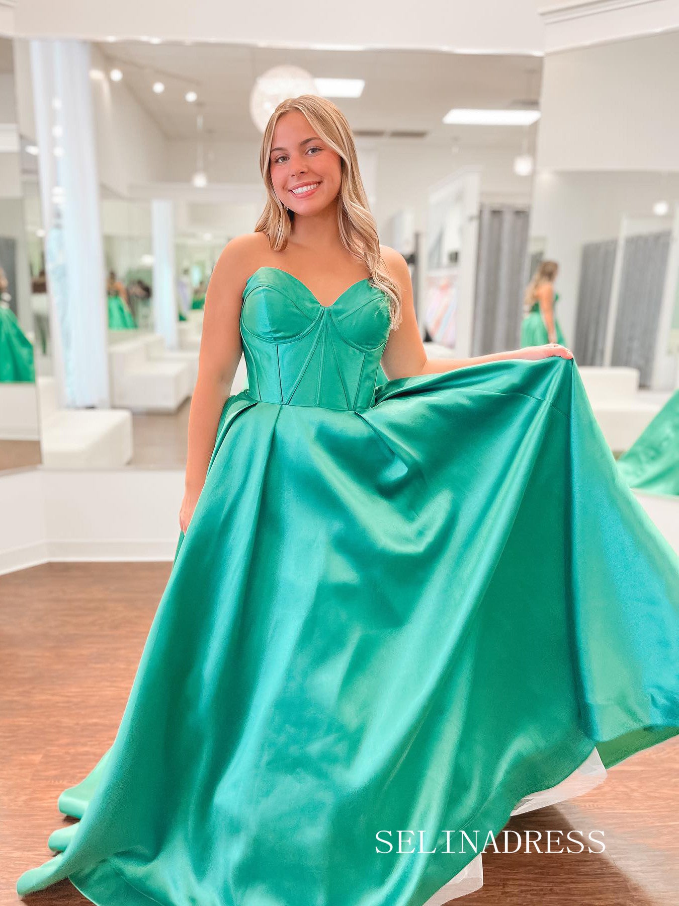 A-line Sweeteart Cheap Satin Long Prom Dress Evening Dress lpk918|Selinadress