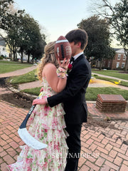 A-line Sweetheart Lace & Floral Tiered Prom Dresses Elegant Evening Dresses SEA307