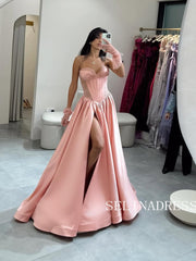 A-line Sweetheart Pink Long Prom Dress Formal Dress ann304|Selinadress