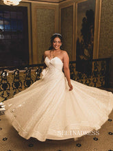 A line Sweetheart Sparkling Wedding Dresses Rustic Bridal Gowns CBA008|Selinadress