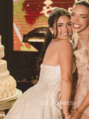 A line Sweetheart Sparkling Wedding Dresses Rustic Bridal Gowns CBA008|Selinadress