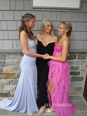 A-line Sweetheart Tulle Long Prom Dress Hot Pink Formal Dress SQW031|Selinadress