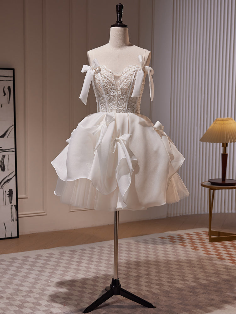 A-line Sweetheart White Homecoming Dress Cute Graduation Dress Short Prom Dress KTS017|Selinadress