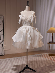 A-line Sweetheart White Homecoming Dress Cute Graduation Dress Short Prom Dress KTS017|Selinadress