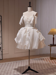 A-line Sweetheart White Homecoming Dress Cute Graduation Dress Short Prom Dress KTS017|Selinadress