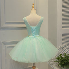 A-line V neck Short Prom Dress Mint Green Flower Homecoming Dress kts078|Selinadress