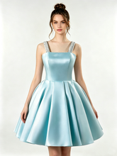 Aqua Blue Diamond-Embellished Suspender Mini Skirt Homecoming Dresses TYL060|Selinadress